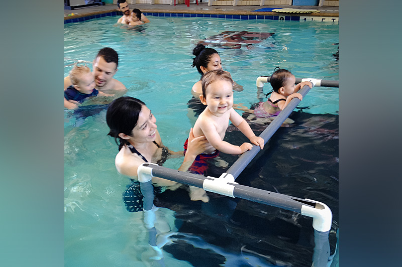 Swimming with mom